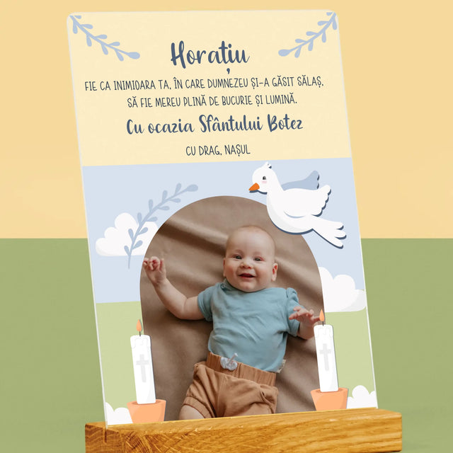 Fotografie Si Semnătură: Cu Ocazia Sfântului Botez, Vă Dorim - Imprimare Pe Sticlă Acrilică (Verticală)