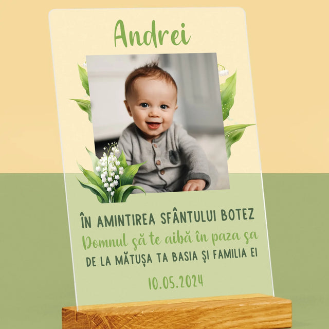 Fotografie Si Semnătură: În Amintirea Sfântului Botez Lăcrămioare - Imprimare Pe Sticlă Acrilică (Verticală)