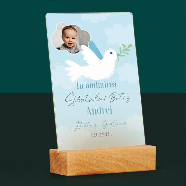 Fotografie Si Semnătură: În Amintirea Sfântului Botez Porumbei - Imprimare Pe Sticlă Acrilică (Verticală)