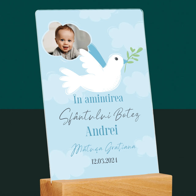 Fotografie Si Semnătură: În Amintirea Sfântului Botez Porumbei - Imprimare Pe Sticlă Acrilică (Verticală)