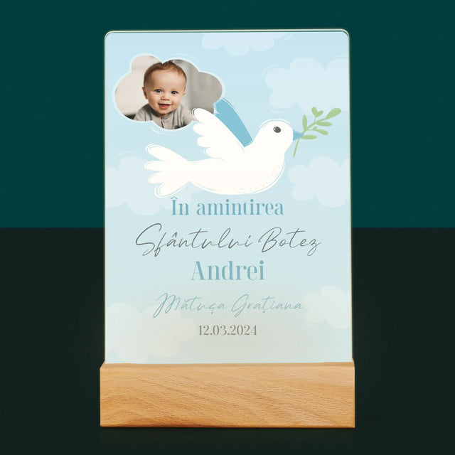 Fotografie Si Semnătură: În Amintirea Sfântului Botez Porumbei - Imprimare Pe Sticlă Acrilică (Verticală)