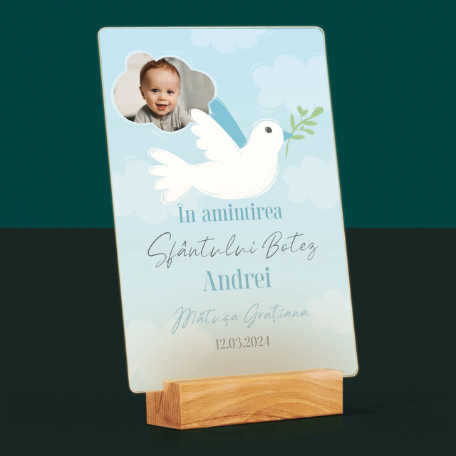 Fotografie Si Semnătură: În Amintirea Sfântului Botez Porumbei - Imprimare Pe Sticlă Acrilică (Verticală)