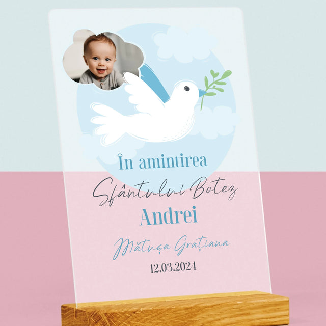 Fotografie Si Semnătură: În Amintirea Sfântului Botez Porumbei - Imprimare Pe Sticlă Acrilică (Verticală)