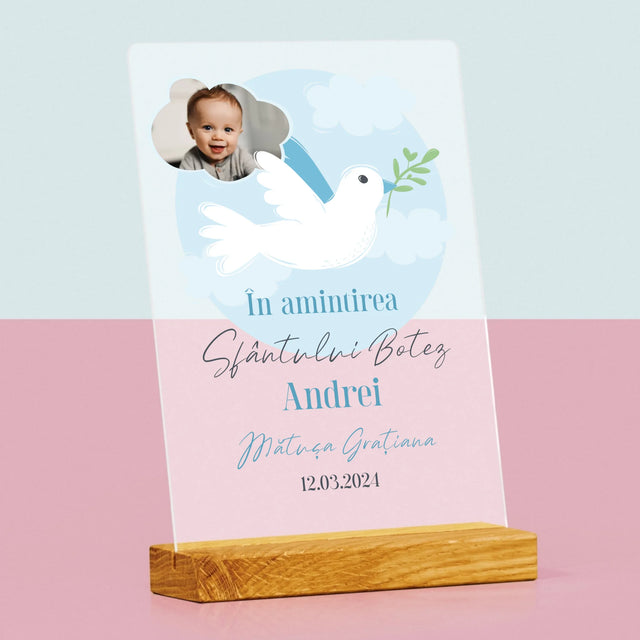 Fotografie Si Semnătură: În Amintirea Sfântului Botez Porumbei - Imprimare Pe Sticlă Acrilică (Verticală)