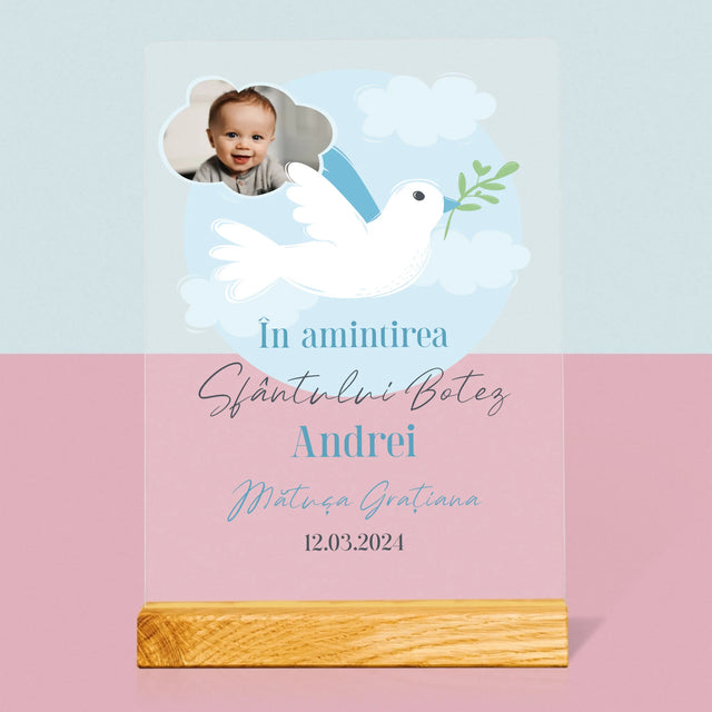 Fotografie Si Semnătură: În Amintirea Sfântului Botez Porumbei - Imprimare Pe Sticlă Acrilică (Verticală)