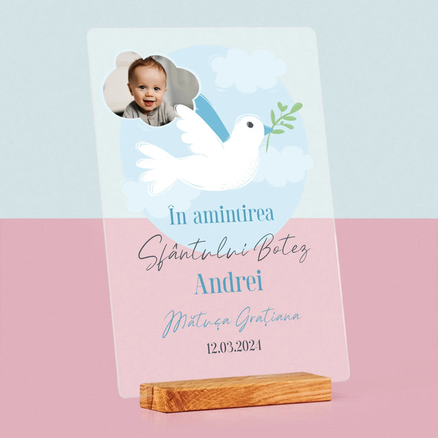 Fotografie Si Semnătură: În Amintirea Sfântului Botez Porumbei - Imprimare Pe Sticlă Acrilică (Verticală)