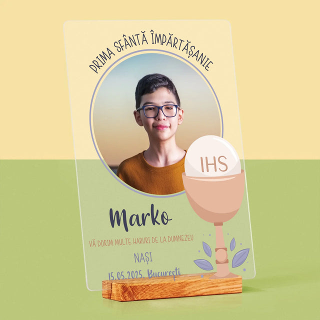 Fotografie Si Semnătură: Prima Sfântă Împărtășanie - Imprimare Pe Sticlă Acrilică (Verticală)