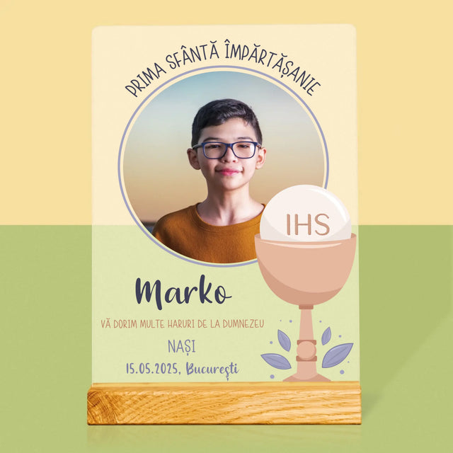 Fotografie Si Semnătură: Prima Sfântă Împărtășanie - Imprimare Pe Sticlă Acrilică (Verticală)