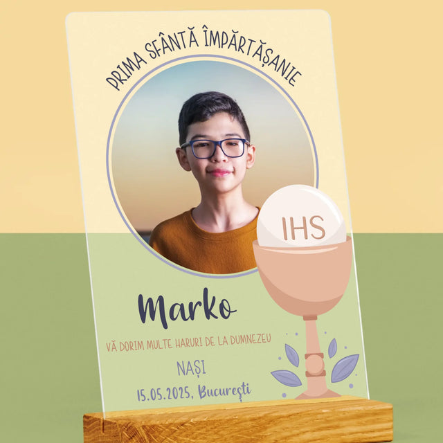 Fotografie Si Semnătură: Prima Sfântă Împărtășanie - Imprimare Pe Sticlă Acrilică (Verticală)