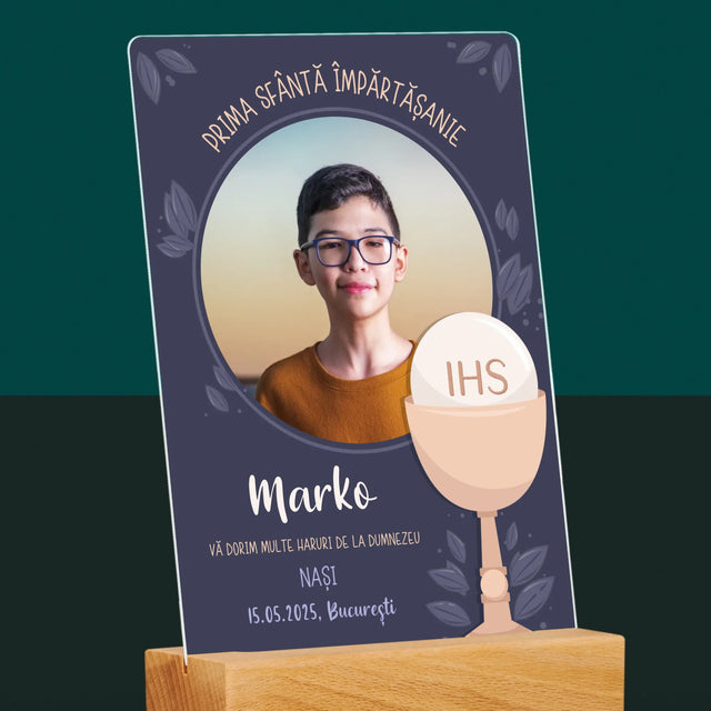 Fotografie Si Semnătură: Prima Sfântă Împărtășanie - Imprimare Pe Sticlă Acrilică (Verticală)