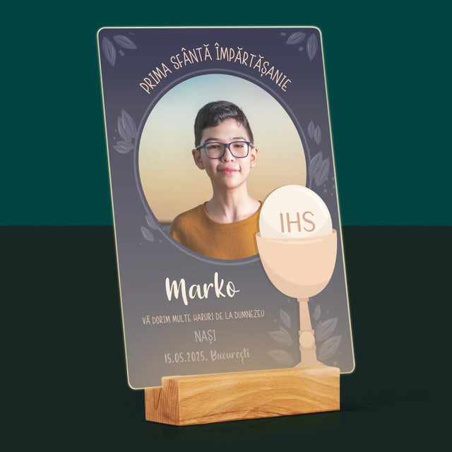 Fotografie Si Semnătură: Prima Sfântă Împărtășanie - Imprimare Pe Sticlă Acrilică (Verticală)