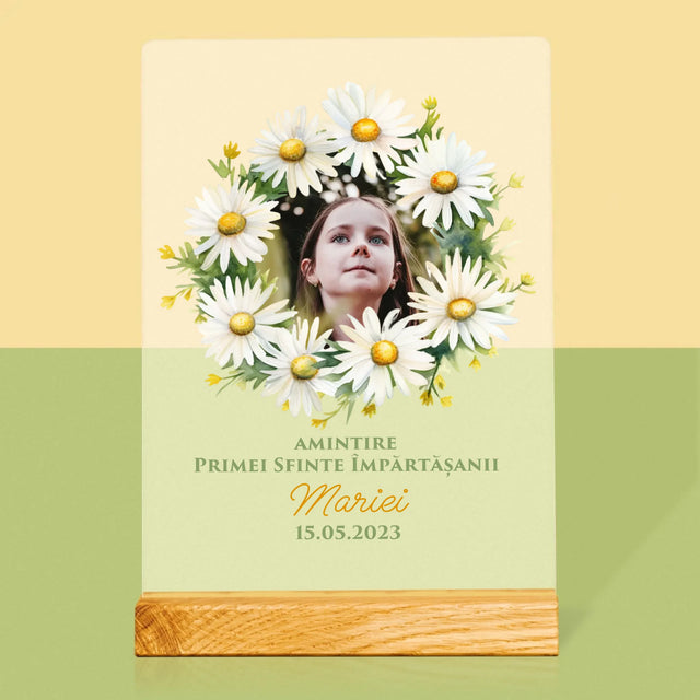 Fotografie Si Semnătură: Margaretele Amintire De La Sfânta Împărtășanie - Imprimare Pe Sticlă Acrilică (Verticală)