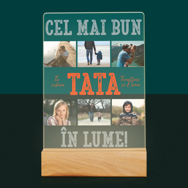 Colaj De Fotografii: Cel Mai Bun Tată Din Lume Fotografii - Imprimare Pe Sticlă Acrilică (Verticală)