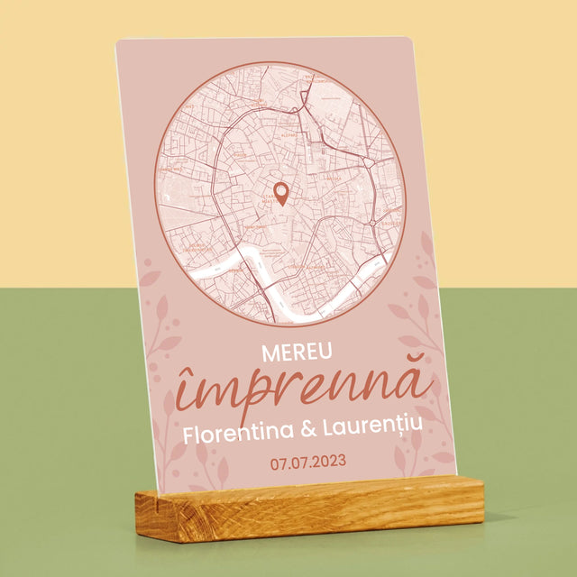 Harta Oraș: Harta Orașului: Unde A Început Totul - Imprimare Pe Sticlă Acrilică (Verticală)