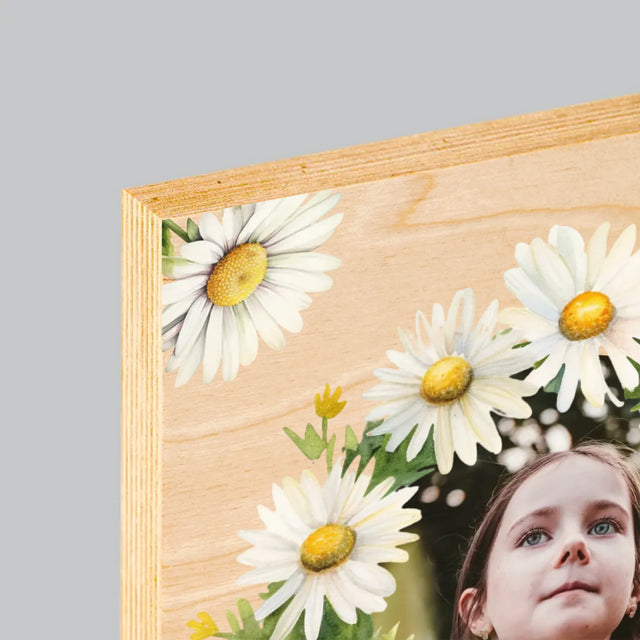 Fotografie Si Semnătură: Margaretele Amintire De La Sfânta Împărtășanie - Imprimare Pe Lemn ( Verticală)