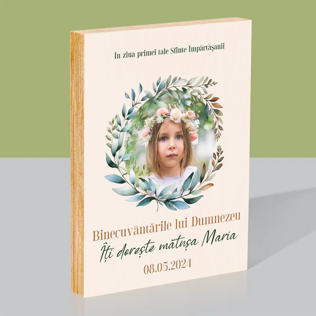 Fotografie Si Semnătură: În Ziua Primei Sfinte Împărtășanii - Imprimare Pe Lemn ( Verticală)