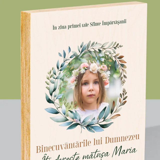 Fotografie Si Semnătură: În Ziua Primei Sfinte Împărtășanii - Imprimare Pe Lemn ( Verticală)