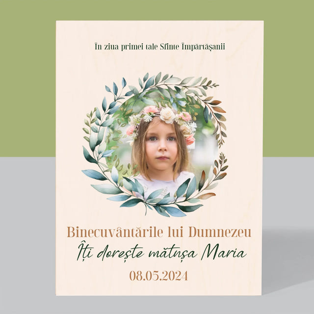 Fotografie Si Semnătură: În Ziua Primei Sfinte Împărtășanii - Imprimare Pe Lemn ( Verticală)