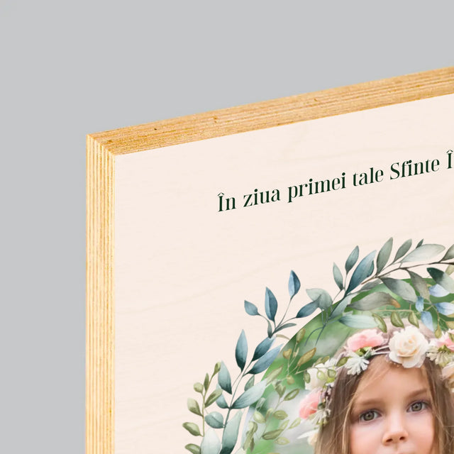 Fotografie Si Semnătură: În Ziua Primei Sfinte Împărtășanii - Imprimare Pe Lemn ( Verticală)