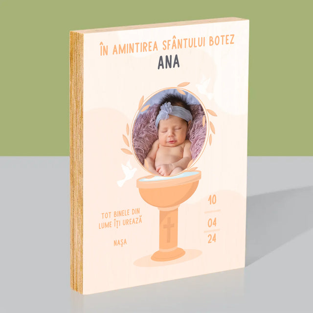 Fotografie Si Semnătură: În Amintirea Sfântului Botez - Imprimare Pe Lemn ( Verticală)