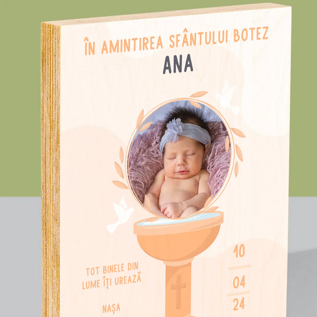 Fotografie Si Semnătură: În Amintirea Sfântului Botez - Imprimare Pe Lemn ( Verticală)
