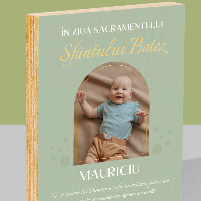 Fotografie Si Semnătură: Taina Sfântului Botez - Imprimare Pe Lemn ( Verticală)