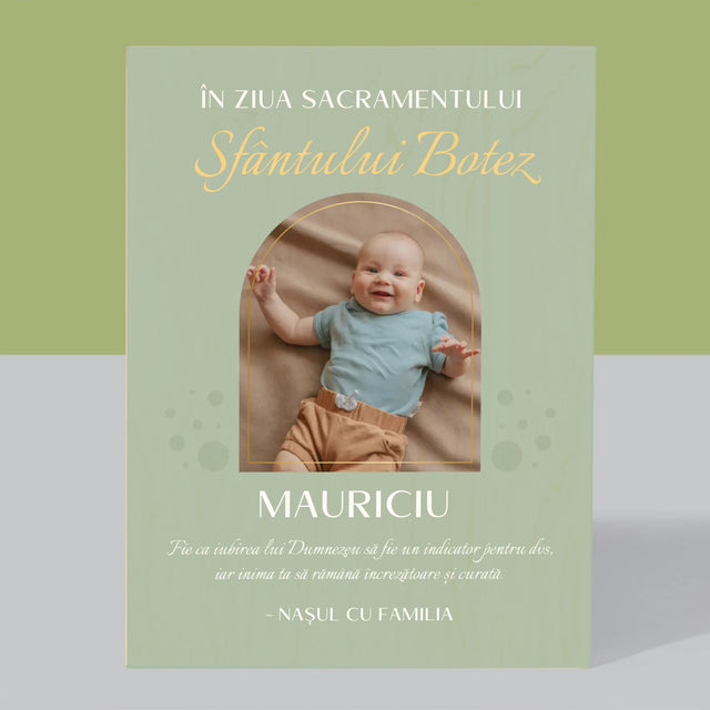 Fotografie Si Semnătură: Taina Sfântului Botez - Imprimare Pe Lemn ( Verticală)