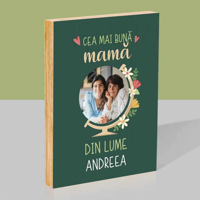 Fotografie Si Semnătură: Cea Mai Bună Mamă Lumea - Imprimare Pe Lemn ( Verticală)