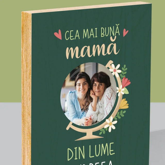 Fotografie Si Semnătură: Cea Mai Bună Mamă Lumea - Imprimare Pe Lemn ( Verticală)