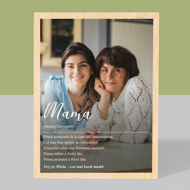 Fotografie Si Semnătură: Definiția Mamei - Imprimare Pe Lemn ( Verticală)