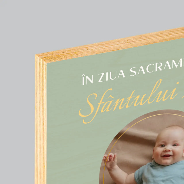 Fotografie Si Semnătură: Taina Sfântului Botez - Imprimare Pe Lemn ( Verticală)