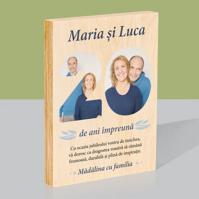 Cuvânt Din Fotografii: 20 De Ani Împreună - Imprimare Pe Lemn ( Verticală)