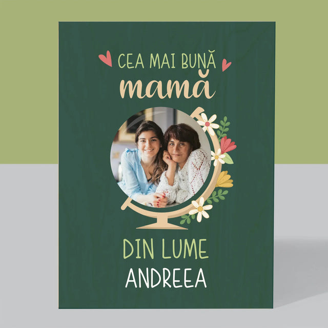 Fotografie Si Semnătură: Cea Mai Bună Mamă Lumea - Imprimare Pe Lemn ( Verticală)