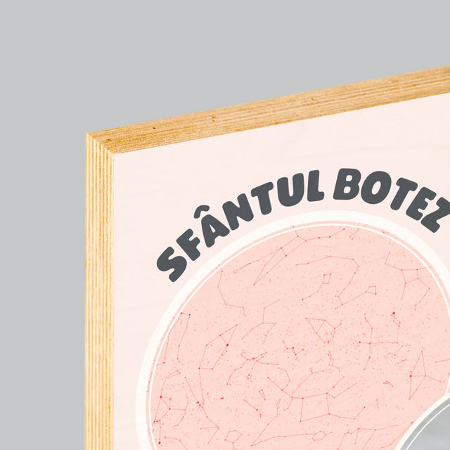 Harta Stelelor: Botez - Imprimare Pe Lemn ( Verticală)