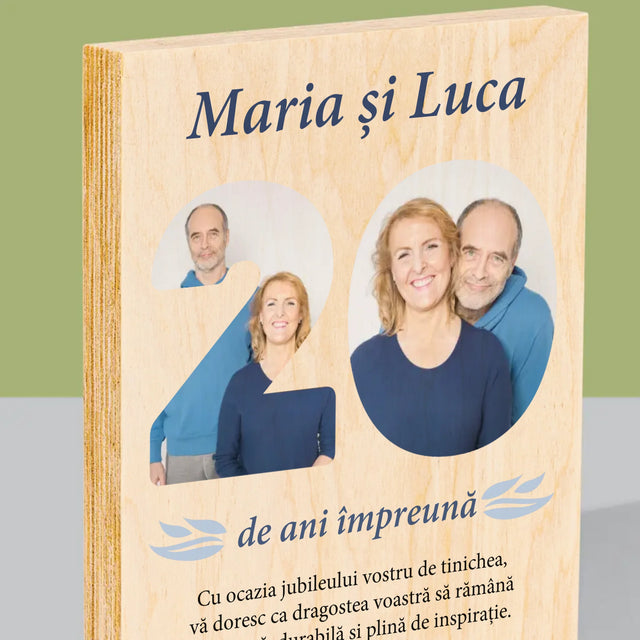 Cuvânt Din Fotografii: 20 De Ani Împreună - Imprimare Pe Lemn ( Verticală)