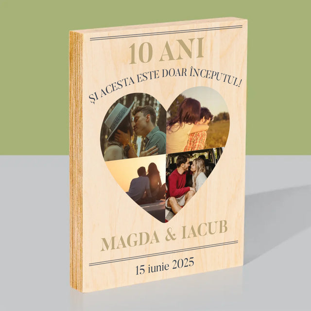 Formă Din Fotografii: Aniversare Inimă - Imprimare Pe Lemn ( Verticală)