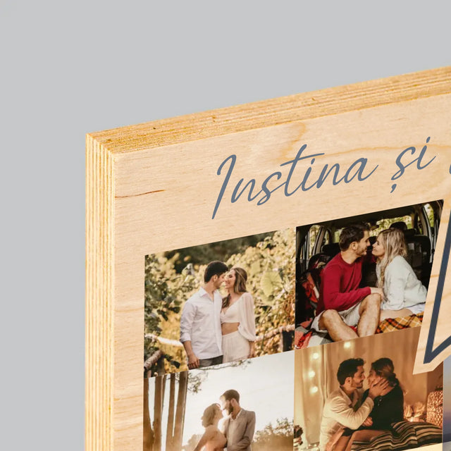 Colaj De Fotografii: 5 Ani Împreună - Imprimare Pe Lemn ( Verticală)