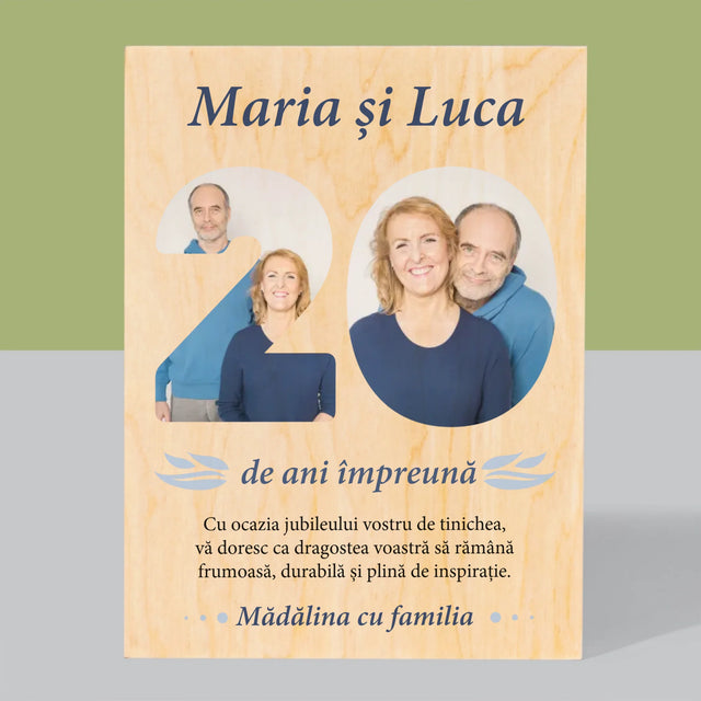 Cuvânt Din Fotografii: 20 De Ani Împreună - Imprimare Pe Lemn ( Verticală)