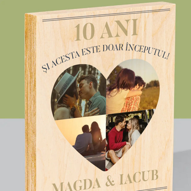 Formă Din Fotografii: Aniversare Inimă - Imprimare Pe Lemn ( Verticală)