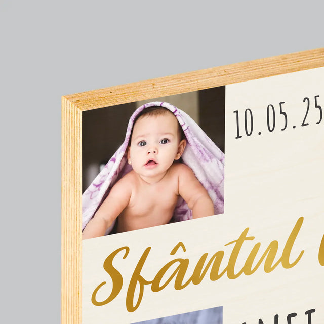 Colaj De Fotografii: Botez Sfânta Cruce - Imprimare Pe Lemn ( Verticală)