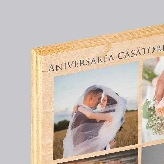 Colaj De Fotografii: 15 Ani Împreună - Imprimare Pe Lemn ( Verticală)