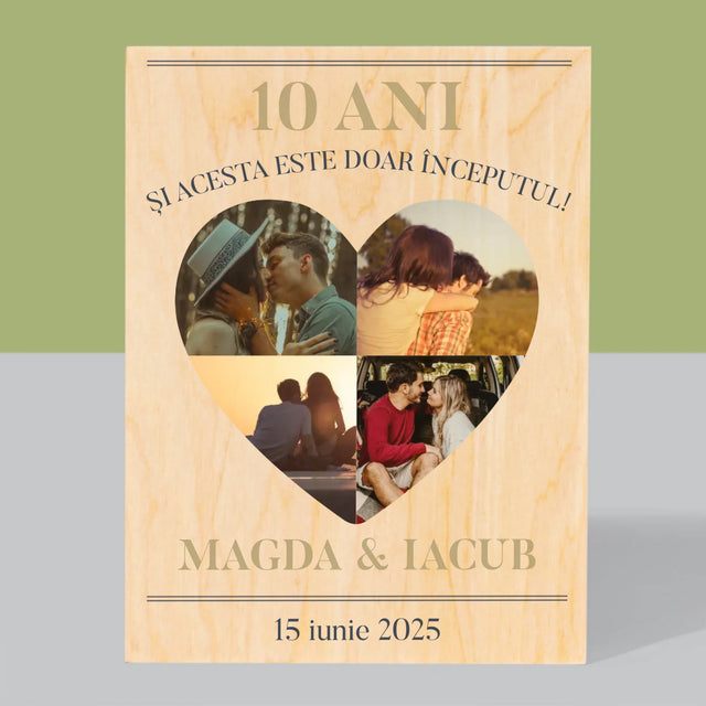 Formă Din Fotografii: Aniversare Inimă - Imprimare Pe Lemn ( Verticală)