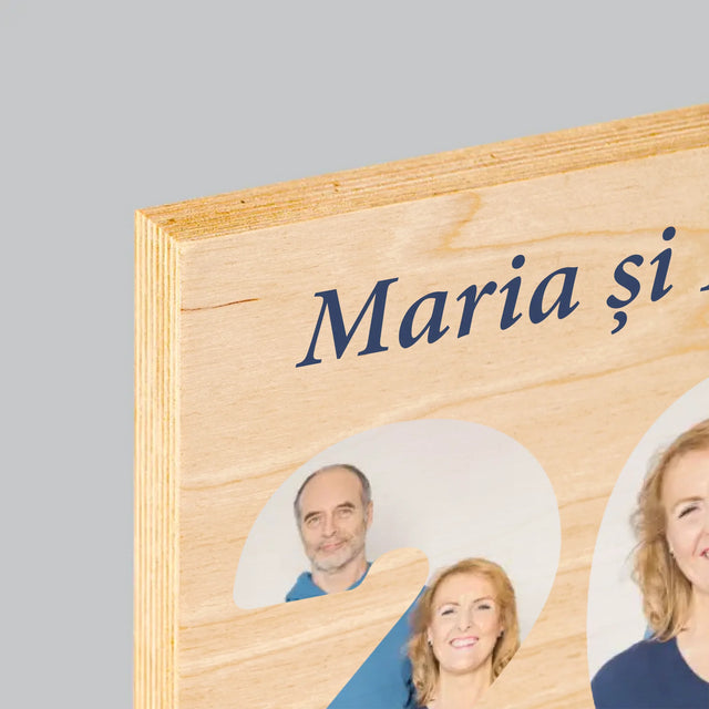 Cuvânt Din Fotografii: 20 De Ani Împreună - Imprimare Pe Lemn ( Verticală)