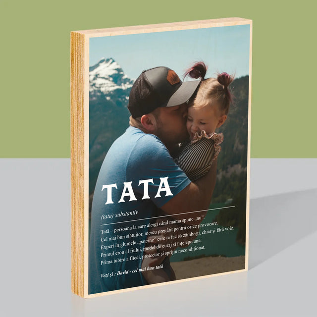 Fotografie Si Semnătură: Definiția Tată - Imprimare Pe Lemn ( Verticală)