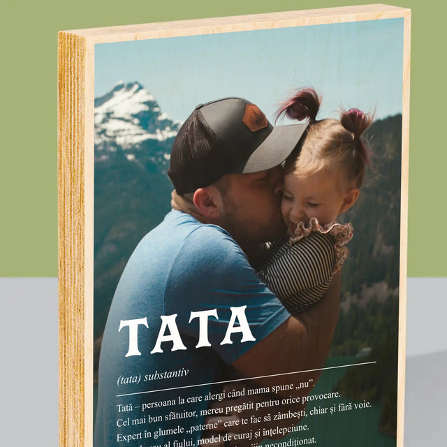 Fotografie Si Semnătură: Definiția Tată - Imprimare Pe Lemn ( Verticală)
