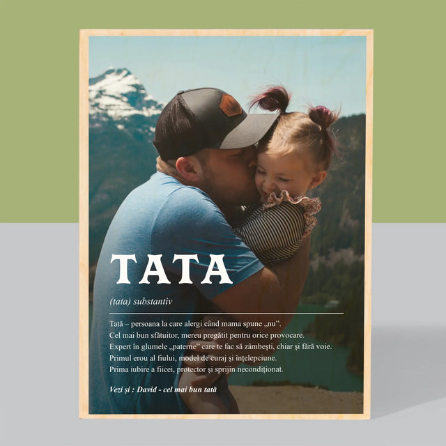 Fotografie Si Semnătură: Definiția Tată - Imprimare Pe Lemn ( Verticală)