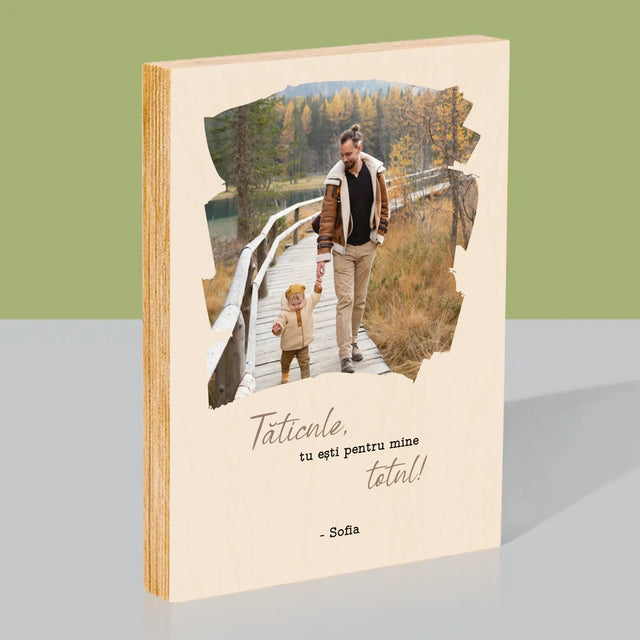 Fotografie Si Semnătură: Un Laur Pentru Tata - Imprimare Pe Lemn ( Verticală)