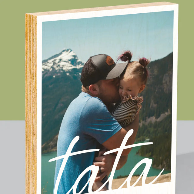 Fotografie și semnătură: Dedicație de neînlocuit pentru tată - Imprimare pe lemn | RO