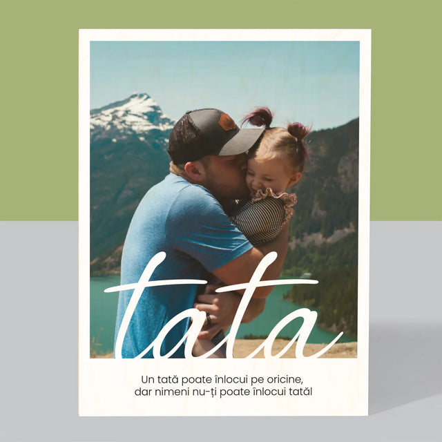 Fotografie și semnătură: Dedicație de neînlocuit pentru tată - Imprimare pe lemn | RO