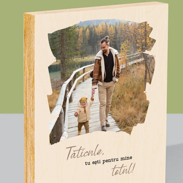 Fotografie Si Semnătură: Un Laur Pentru Tata - Imprimare Pe Lemn ( Verticală)